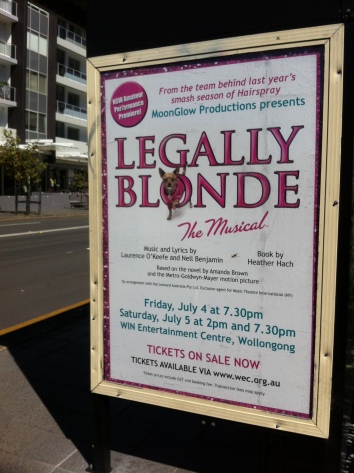 Legally Blonde poster on Corrimal Street Wollongong 